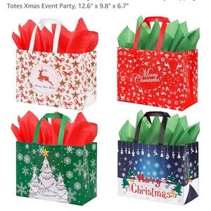 16 Pack Large Christmas Gift Bags with Tissue Paper